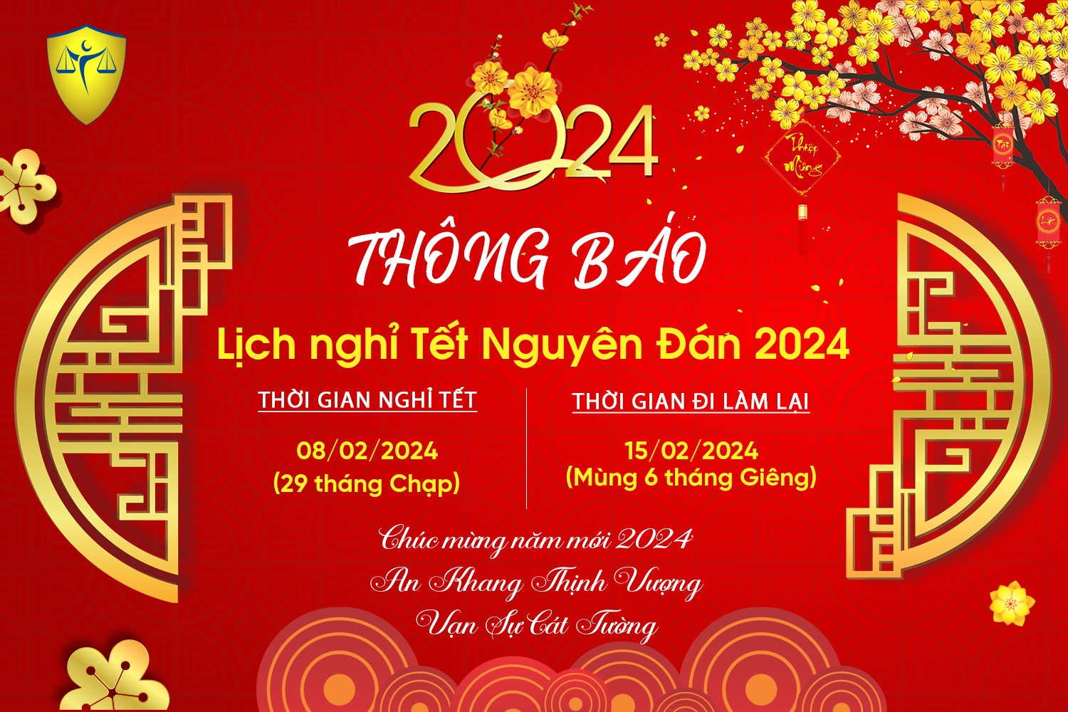 Thông Báo Lịch Nghỉ Tết Nguyên Đán Giáp Thìn 2024